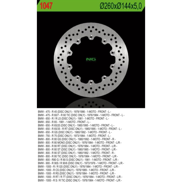 NG tarcza hamulcowa przód bmw R45/60/65/75/80/90/100 (260X144X5) 10 otworów ŚR.5