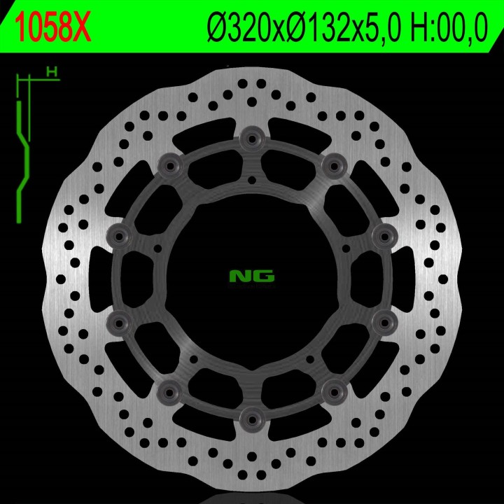 NG tarcza hamulcowa przód yamaha yzf R1 '04-'06 / '15-'16, FZ1 '06-13, R6 '20-, v-max '09-16, MT-10 '16-21 (320X132X5MM) (5X8,5…