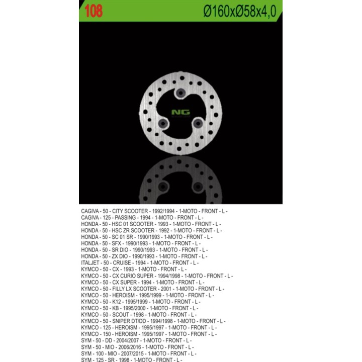NG tarcza hamulcowa przód cagiva/honda/kymco/sym (160X58X4) (3X10,5MM)