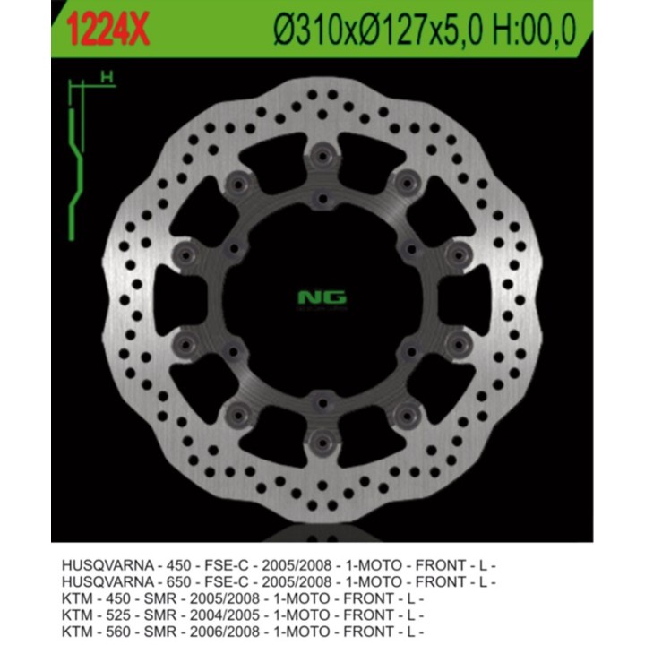NG tarcza hamulcowa przód husaberg fs 570 '10-'11, fs 450 '05-'08, ktm smr 450 '04-'14, smr 525 / 560 '05-'08 (310X127X5MM) (6X…