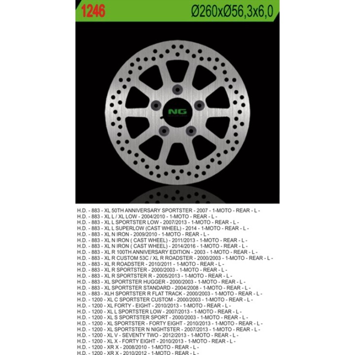 NG tarcza hamulcowa tył harley davidson 883/1200 (260X56,3X6) (5X10,5MM)