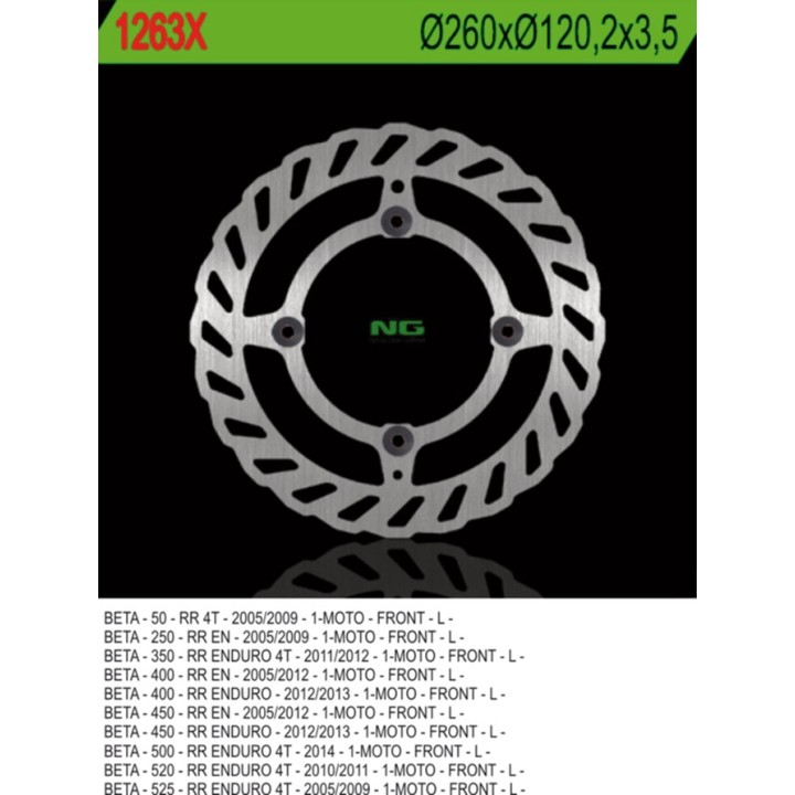 NG tarcza hamulcowa przód beta 50/350/400/450/498/500 rr enduro (260X120,2X3,5) (4X8,5MM) wave 4 otwory