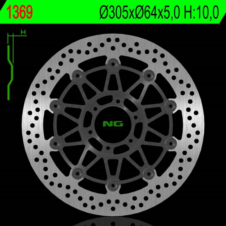 NG tarcza hamulcowa przód ktm 950/990 smr/smt 05-14 (305X64X5,0MM) (6X8,5MM) pływająca