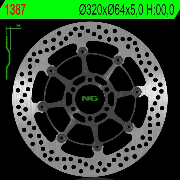 NG tarcza hamulcowa przód bmw s 1000R/RR/XR 13-18, moto guzzi california 1400 13-18 (320X64X5,0MM) (6X8,5MM) pływająca