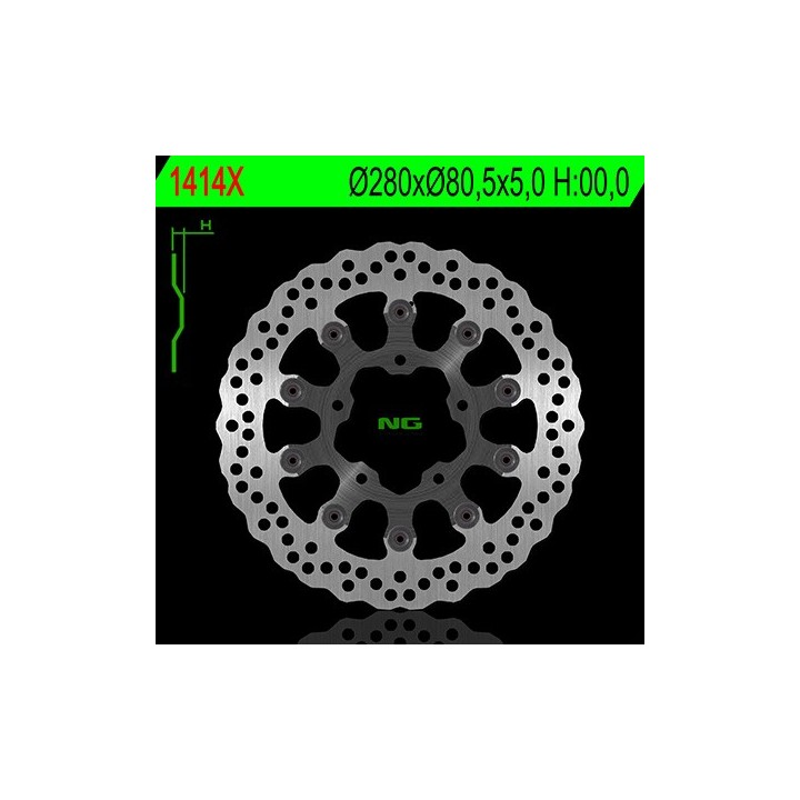 NG tarcza hamulcowa przód kawasaki ZX6R / 6RR / 636 '03-'04 (280X80,5X5,0) (5X10,5MM)