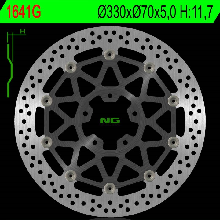 NG tarcza hamulcowa przód kawasaki zx 10R se ABS '19-20, zx 10RR ABS '17-24 (330X70X5,0MM) (5X10,5MM) pływająca (środek alumini…