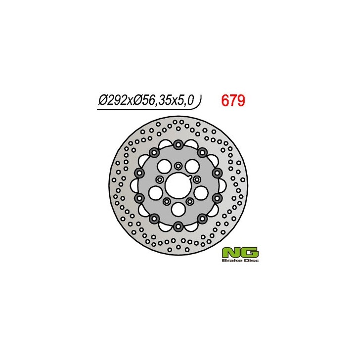 NG TARCZA HAMULCOWA PRZÓD HARLEY-DAVIDSON 883/1200/1340/1450/1584/1690/1802 PŁYWAJĄCA (292x56,3x5) (5x8,5mm)