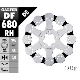 GALFER tarcza hamulcowa przód harley-davidson (292X56X5) skull (wzór czaszki)