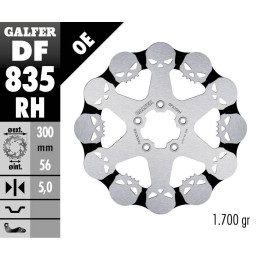 GALFER tarcza hamulcowa przód harley-davidson (300X56X5) skull (wzór czaszki)