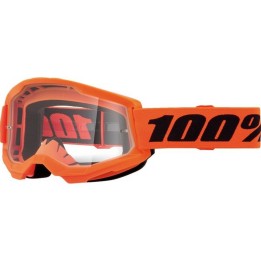 100 PROCENT GOGLE STRATA 2 YOUTH JUNIOR NEON ORANGE - CLEAR LENS
