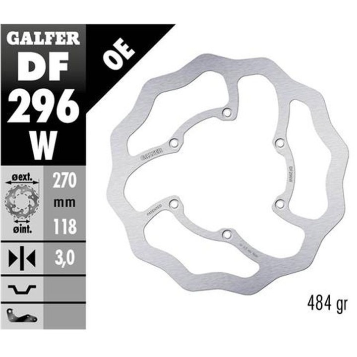 GALFER tarcza hamulcowa przód yamaha wr 250F '17-, wr 450F '20-, yz 125/250 '22-, yz 250F/450F '20 wave (270X118X3MM)