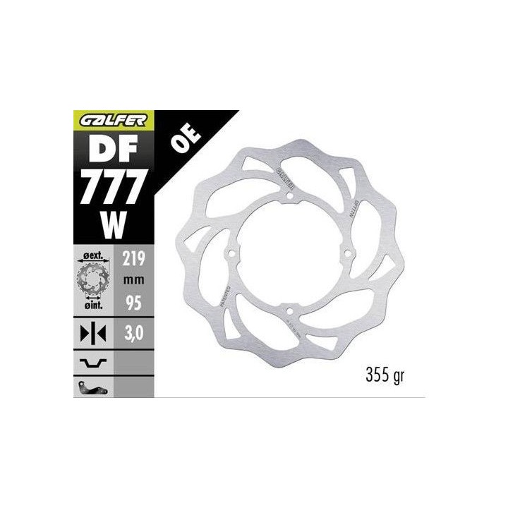 GALFER tarcza hamulcowa przód ktm SX 85 '07-; xc 105 '07-; SX 150 '15-'18; husqvarna tc 85 '14-'20 (219X95X3MM) wawe