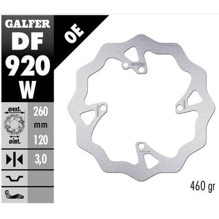 GALFER tarcza hamulcowa przód sherco se/sef 250/300/450 '14-, (tylko z zawieszeniami wp i kayaba) wave (260X120X3MM)