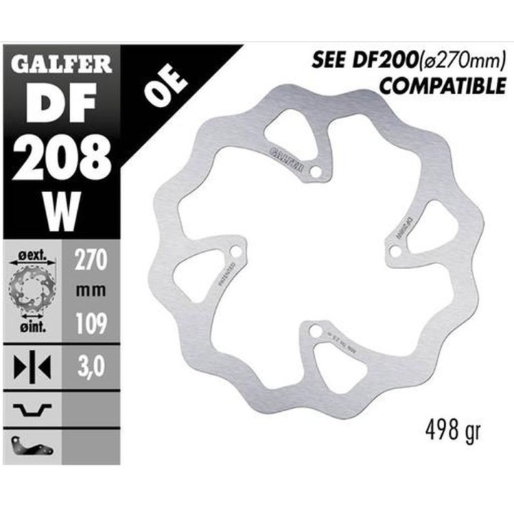 GALFER tarcza hamulcowa przód kawasaki kx 250F/450F '15-, kx 250X/450X '21- wave (270X109X3MM)
