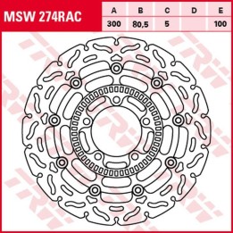 TRW zf tarcza hamulcowa przód kawasaki ER-6F/N '06-'16, kle 650 versys '07-, vulcan 650S '15-, (300X80,5X5MM) wave