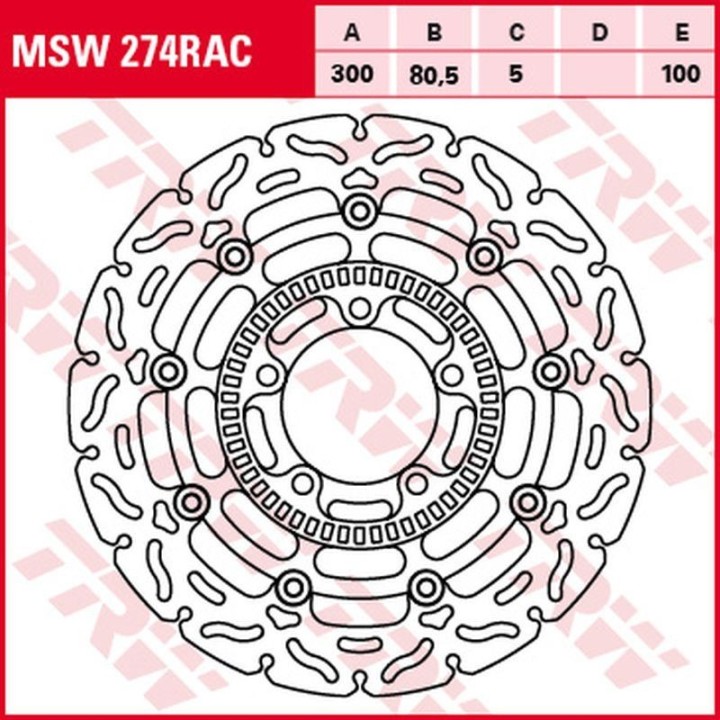 TRW zf tarcza hamulcowa przód kawasaki ER-6F/N '06-'16, kle 650 versys '07-, vulcan 650S '15-, (300X80,5X5MM) wave