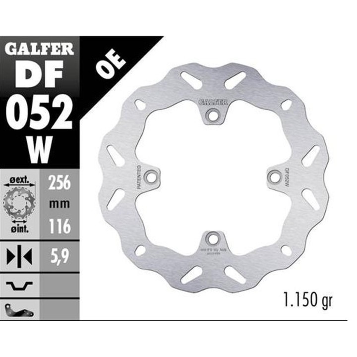 GALFER tarcza hamulcowa tył honda crf 1000L africa twin '15-'23 (wave fixed) (256X116X5,9MM)