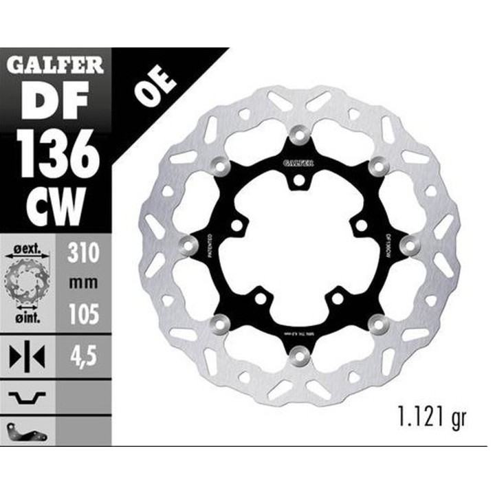 GALFER tarcza hamulcowa przód honda cb 500X (ABS) '19-'21, cb 650R '19-'23; cbr 650R '19-'23 (wave floating) (310X105X4.,5MM)