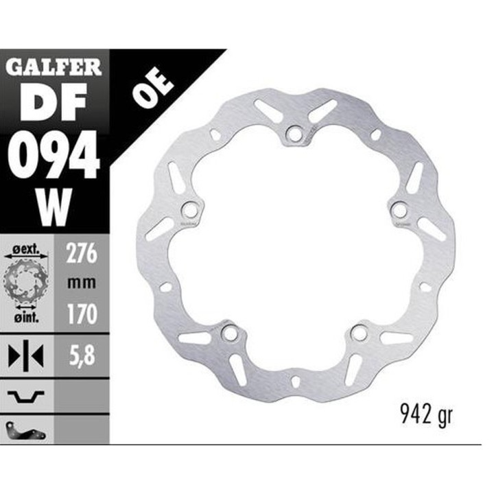 GALFER tarcza hamulcowa przód honda vfr 1200FA '10-'13; vfr 1200X crosstourer '12- (wave fixed) (276X170X5,8MM)