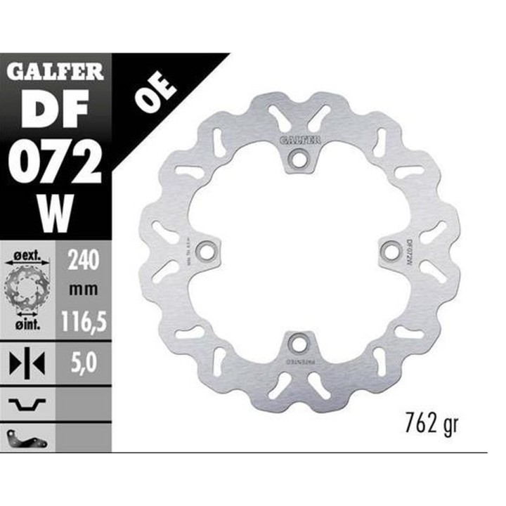 GALFER tarcza hamulcowa tył honda cbf 500N '04-; cb 600 hornet '07-; cbf 600S/N '04-; cb 750 hornet '22- (wave fixed) (240X116,…