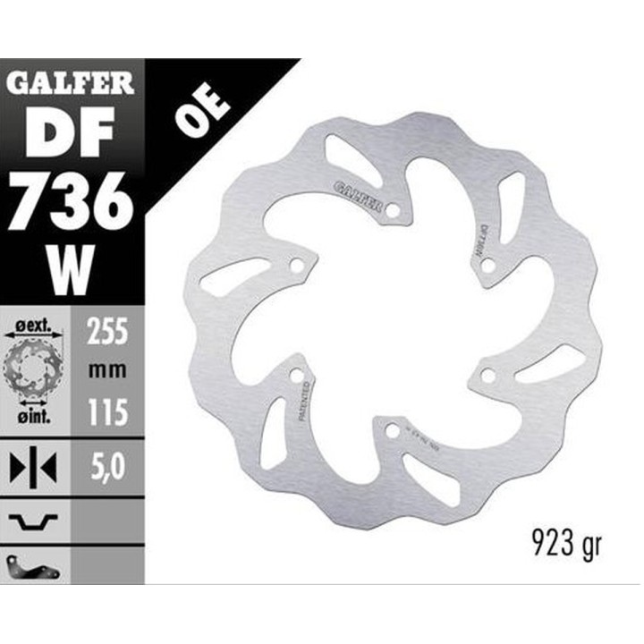 GALFER tarcza hamulcowa tył benelli trk 502X '17-; 1130 sport tornado '06- (wave fixed) (255X115X5MM)