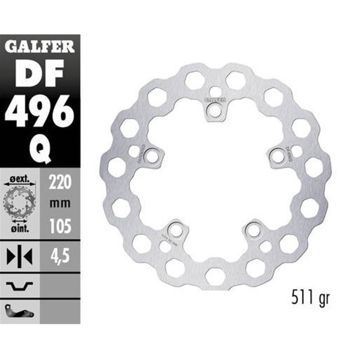 GALFER tarcza hamulcowa tył yamaha YZF-R6 '03-'23; YZF-R1 '04-'23; MT-10 '16- (cubiq fixed) (220X105X5MM)