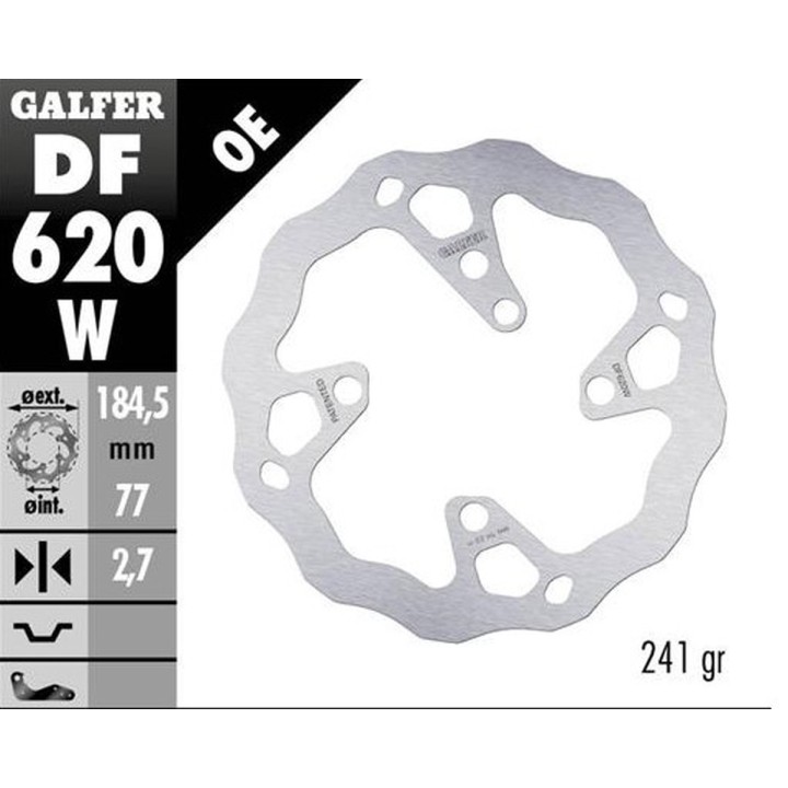 GALFER tarcza hamulcowa tył beta evo 125 '20-'23; 250 2T '20-'23; 300 2T '20-'23; 300 4T '20-'23 (wave fixed) (184X77X2,7MM)