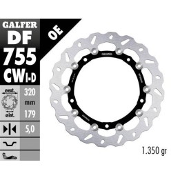 GALFER tarcza hamulcowa przód bmw s 1000R/RR/XR '09-'22 (lewa) (wave floating) (320X179X5MM)