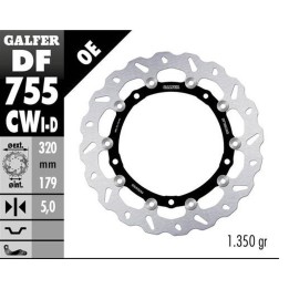 GALFER tarcza hamulcowa przód bmw s 1000R/RR/XR '09-'22 (prawa) (wave floating) (320X179X5MM)