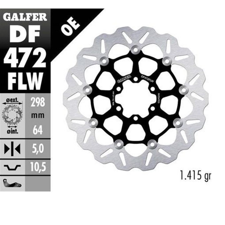 GALFER tarcza hamulcowa przód / tył aprilia; cagiva; indian; moto morini; victory; yamaha (298X64X5) (wave floating) (patrz opi…