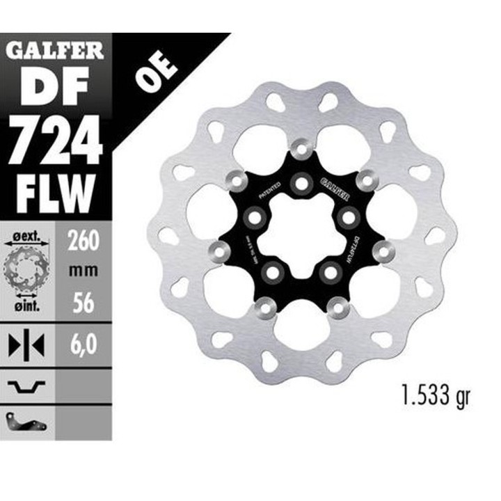 GALFER tarcza hamulcowa przód harley-davidson (260X56X6) pływająca (wave disc floating) (patrz opis)
