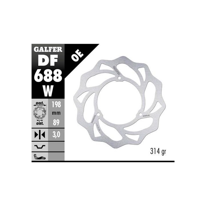 GALFER tarcza hamulcowa przód ktm SX 65 '98-'24; husqvarna tc 65 '17-'24; gas gas mc 65 '21-'24 (198X89X3MM) (3x6,5MM) wave