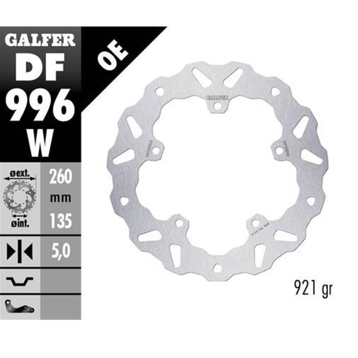 GALFER tarcza hamulcowa tył harley-davidson (260X135X5) (wave) (patrz opis)