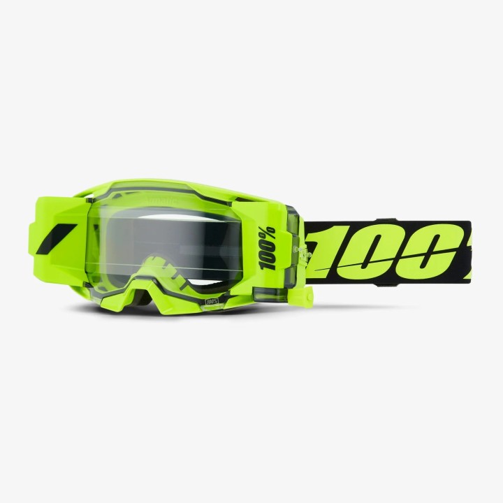 100 PROCENT GOGLE ARMATIC FORECAST ROLL-OFF NEON YELLOW - CLEAR LENS