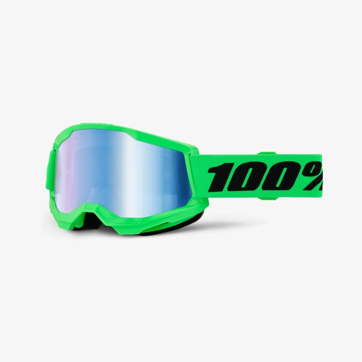 100 PROCENT GOGLE STRATA 2 NEON GREEN - BLUE MIRROR LENS