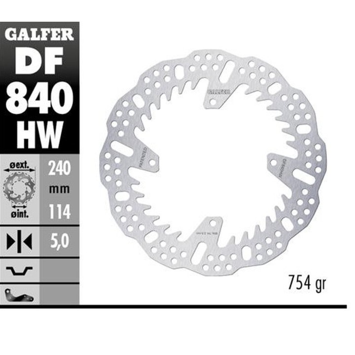 GALFER tarcza hamulcowa tył tm en/mx 125/144/250/300/450/ 530 '15-'24; 125/144 fi en '24-; 250/300/450 fi en '24- (240X114X5MM)…
