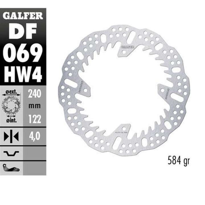GALFER tarcza hamulcowa tył honda cr 125/250; CRF250R '04-'23; crf 450R '09-'23 (240X140X4MM) shark enduro MX