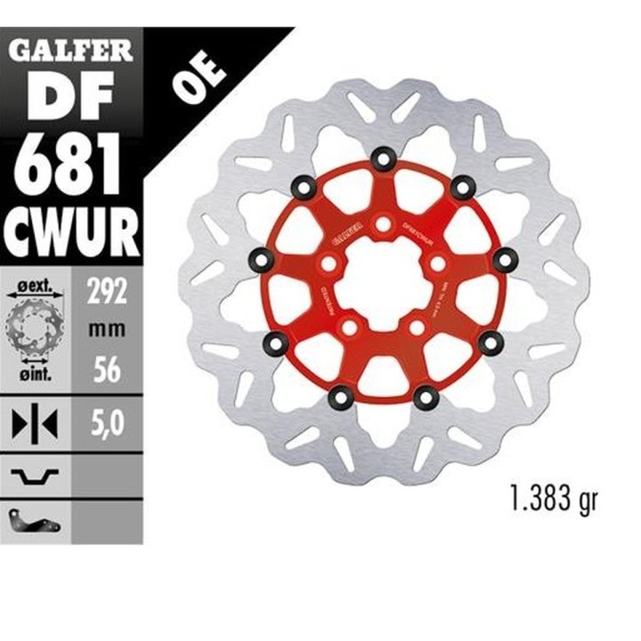 GALFER tarcza hamulcowa przód / tył harley-davidson (292X56X5) (wave) pływająca