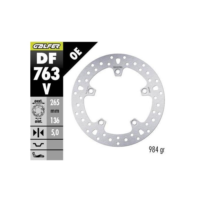 GALFER tarcza hamulcowa tył bmw f 650GS 800/ K1200/ R1200 (265X136X5) (NG1045)