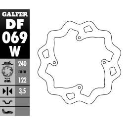 GALFER tarcza hamulcowa tył honda cr 125R/250R '95-'07, cr 500 '95-'00, crf 250R/450R '02- wave (240X122X4MM)