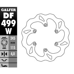 GALFER tarcza hamulcowa tył yamaha yz 125/250 '02-'17, yzf/wrf 250/426/450 '02-'15 wave (245X115X4MM)