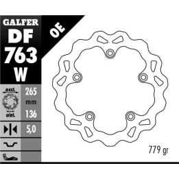 GALFER tarcza hamulcowa tył bmw f 650GS 800/ K1200/ R1200 (265X136X5) (NG1045) wave