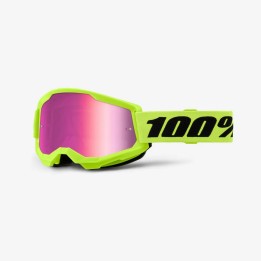 100 PROCENT GOGLE STRATA 2 NEON YELLOW - MIRROR PINK LENS
