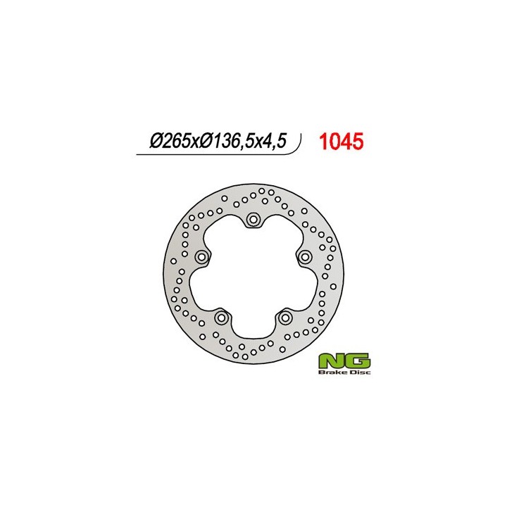 NG tarcza hamulcowa tył bmw f 650GS 800/ K1200/ R1200 (265X136X4,5) (5X10MM)
