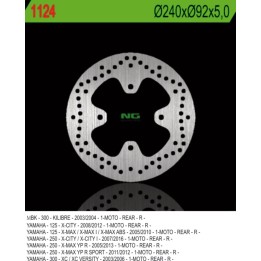 NG tarcza hamulcowa tył yamaha x-city 125 08-12, 250 07-17, x-max 125/250 05-09 (240X92X5) (4X8,5MM)