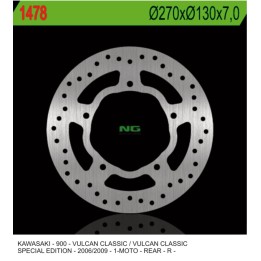 NG tarcza hamulcowa tył kawasaki vn 900 classic '07-'15, vn 900TOURER '14-'17 (270x130x7,0mm)
