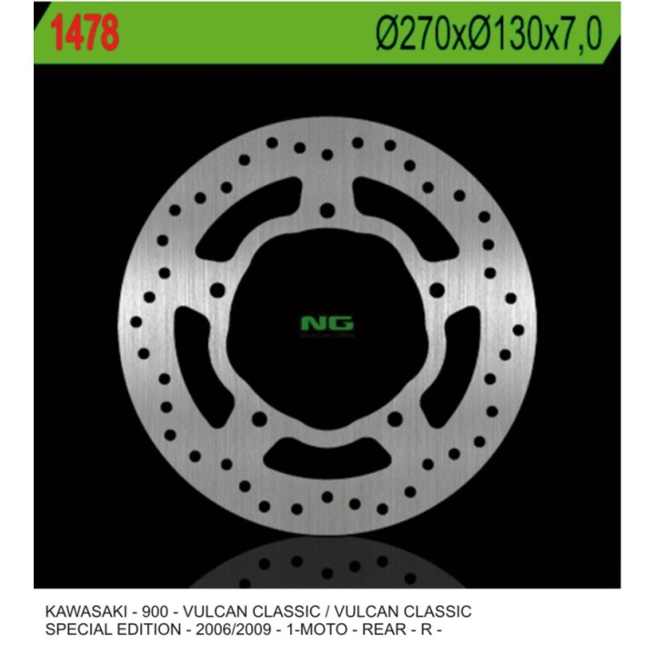 NG tarcza hamulcowa tył kawasaki vn 900 classic '07-'15, vn 900TOURER '14-'17 (270x130x7,0mm)