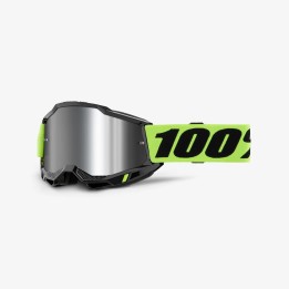 100 PROCENT GOGLE ACCURI 2 YOUTH JUNIOR NEON YELLOW - MIRROR SILVER LENS