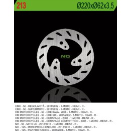 NG tarcza hamulcowa tył HM50 (CRE50) 01-06 (220X62X3,5) (3X10,5MM)