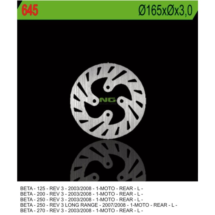 NG tarcza hamulcowa tył beta rev 3 125/200/250/270 '03-'08 (165X3) (4X10,5MM)